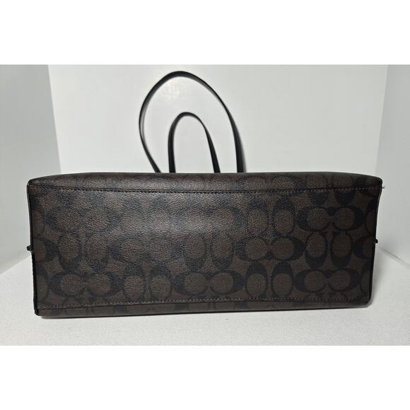 COACH Signature Dark Brown Black Mollie Tote Bag 1665 Pre-Owned - Picture 10 of 16